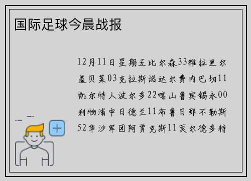 国际足球今晨战报