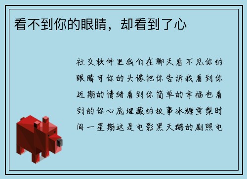 看不到你的眼睛，却看到了心